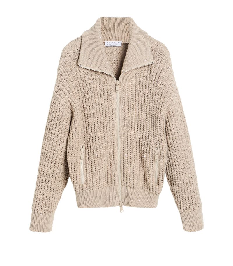 Brunello Cucinelli Kids Brunello Cucinelli Kids Cotton-Blend Ribbed Cardigan