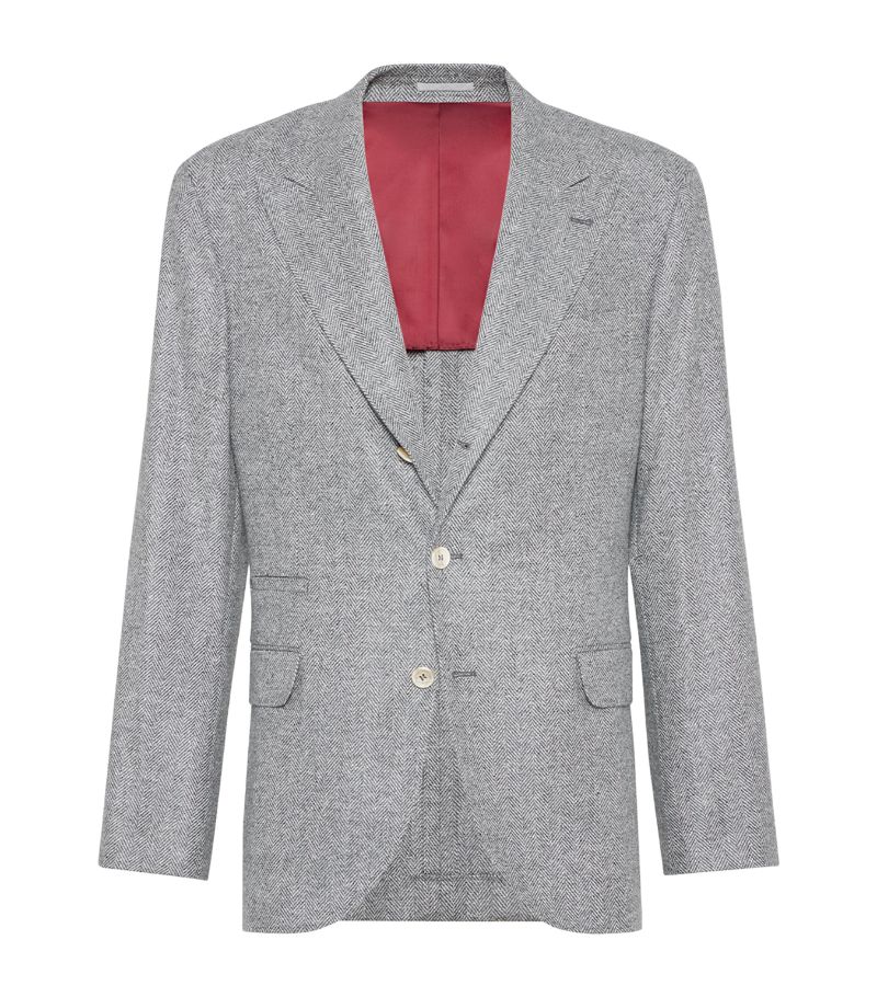 Brunello Cucinelli Brunello Cucinelli Wool-Silk -Cashmere Chevron Blazer