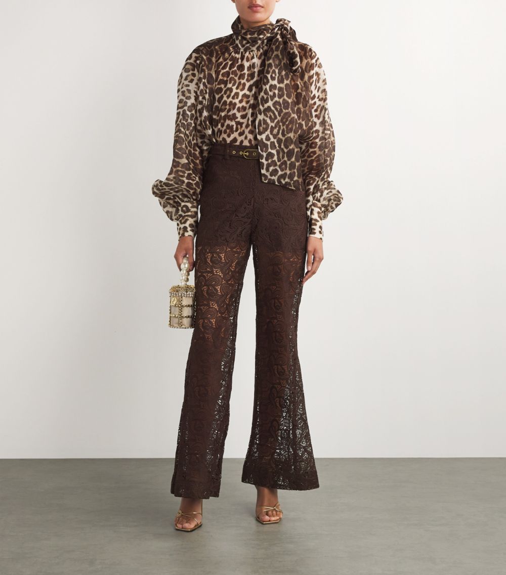 Zimmermann Zimmermann Lace Belted Flared Trousers