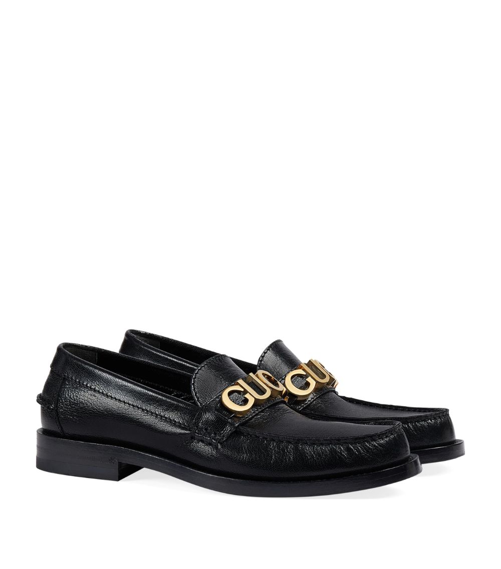 Gucci Gucci Leather Logo Loafers