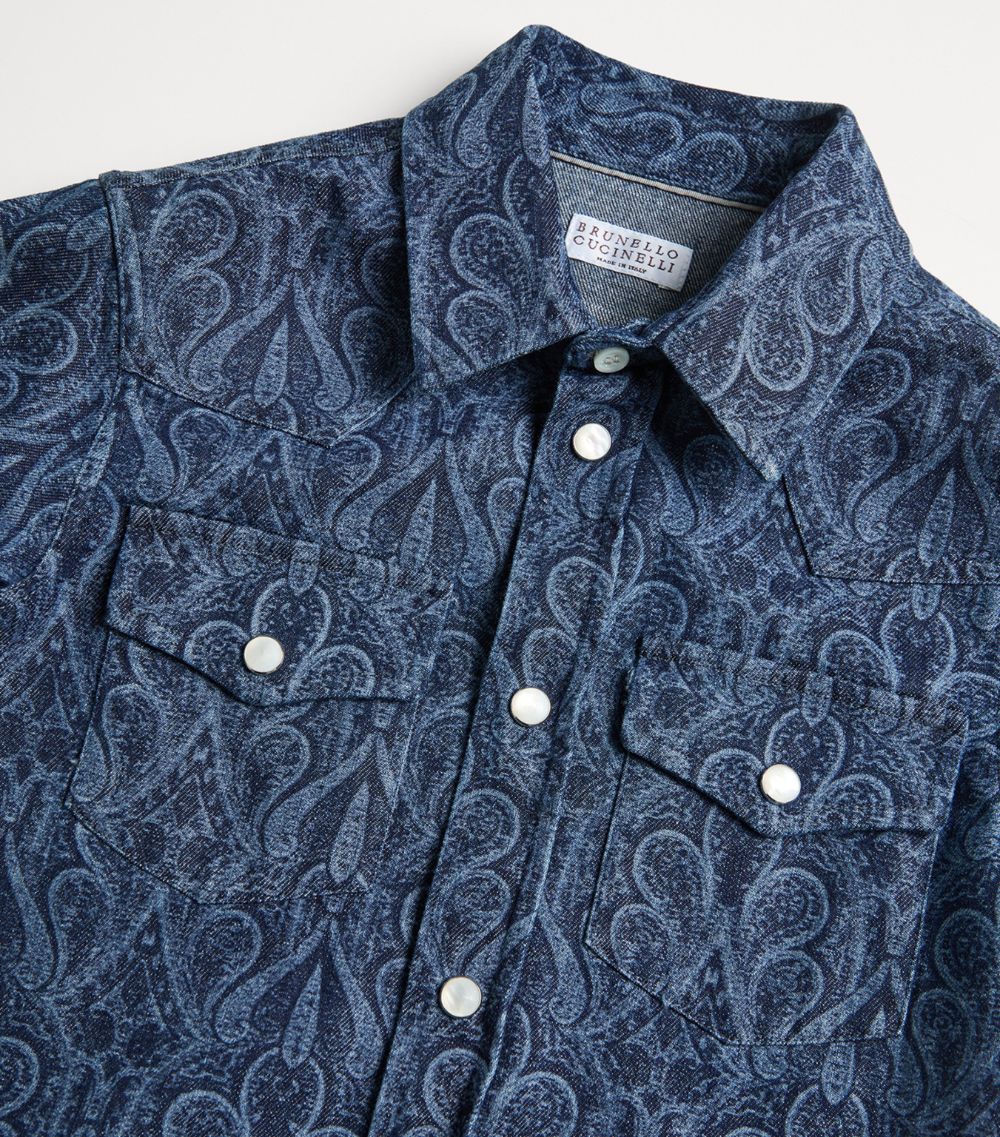 Brunello Cucinelli Kids Brunello Cucinelli Kids Printed Denim Shirt