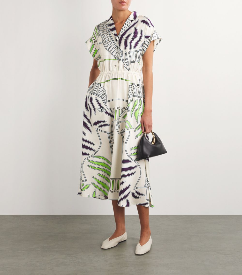 Tory Burch Tory Burch Silk Zebra Midi Dress