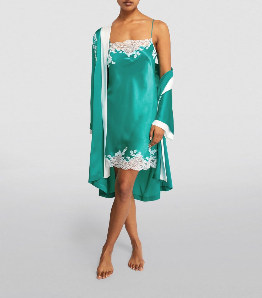 Carine Gilson Carine Gilson Silk Lace-Detail Slip Dress