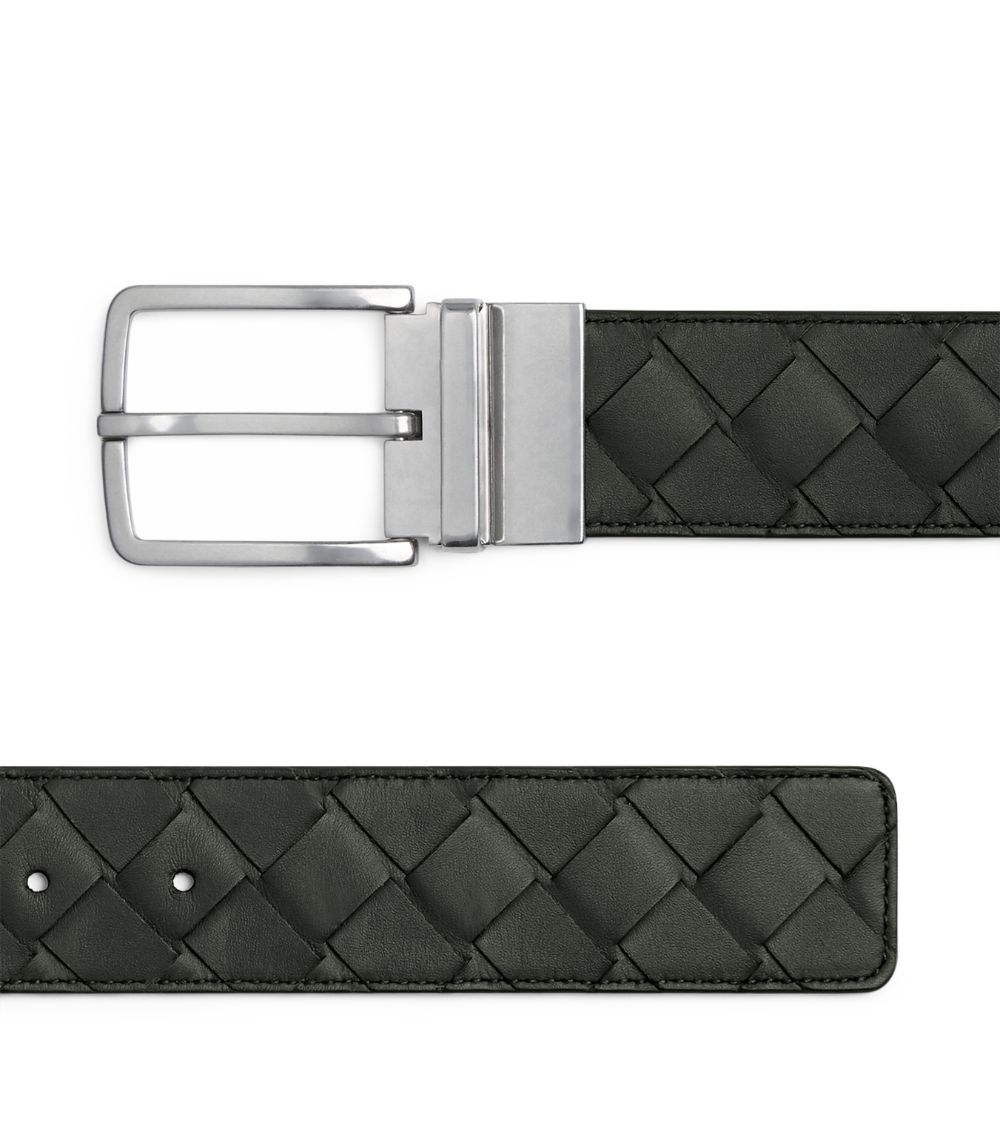 Bottega Veneta Bottega Veneta Leather Intrecciato Reversible Belt