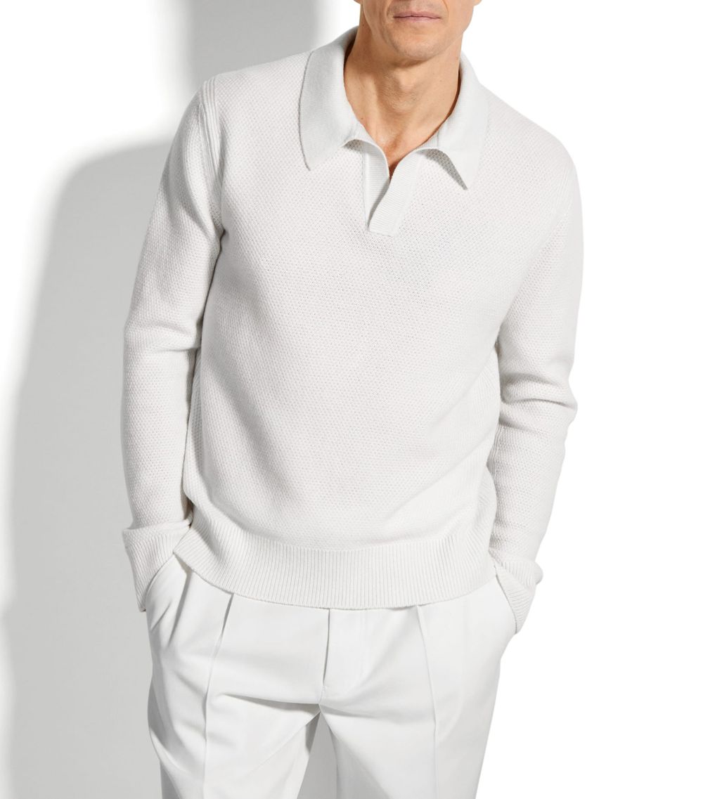 zegna Zegna Mélange Oasi Cashmere Polo Shirt