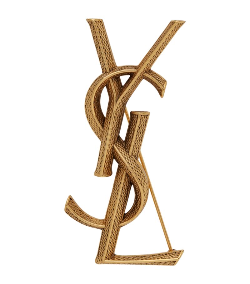 Saint Laurent Saint Laurent Textured Logo Brooch