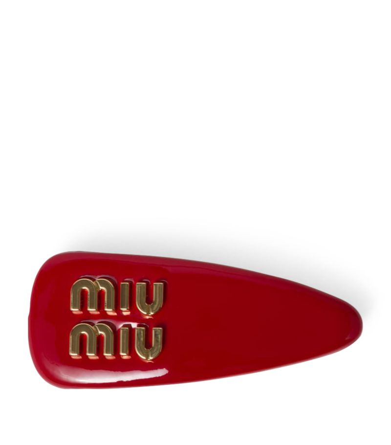 Miu Miu Miu Miu Leather Logo Hair Clip