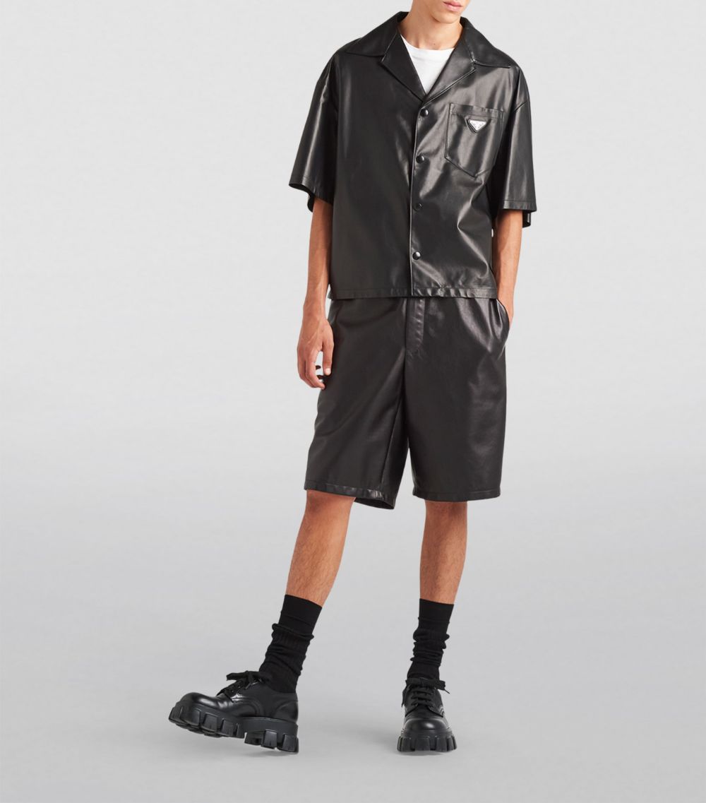 Prada Prada Leather Bowling Shirt