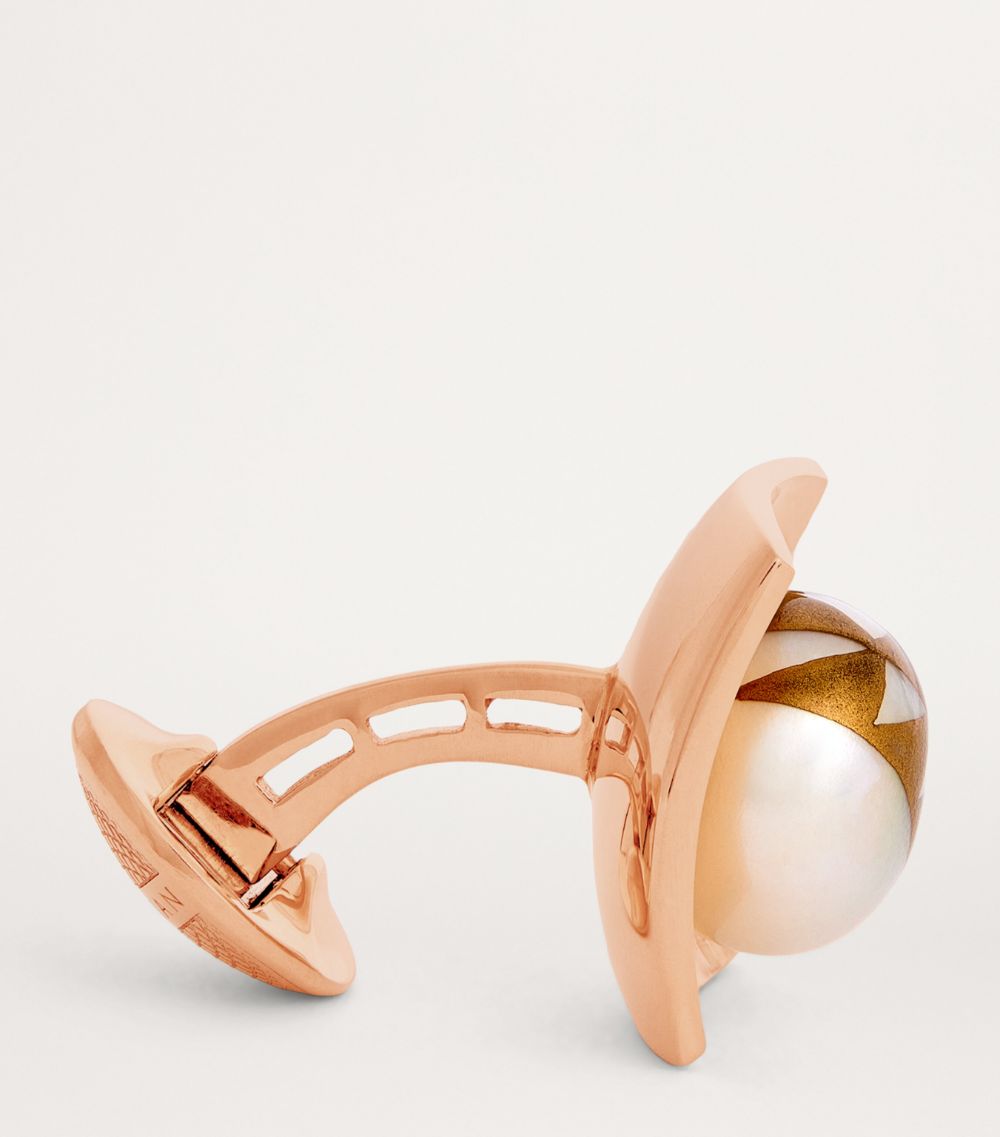 Tateossian Tateossian Rose Gold And Pearl Cufflinks