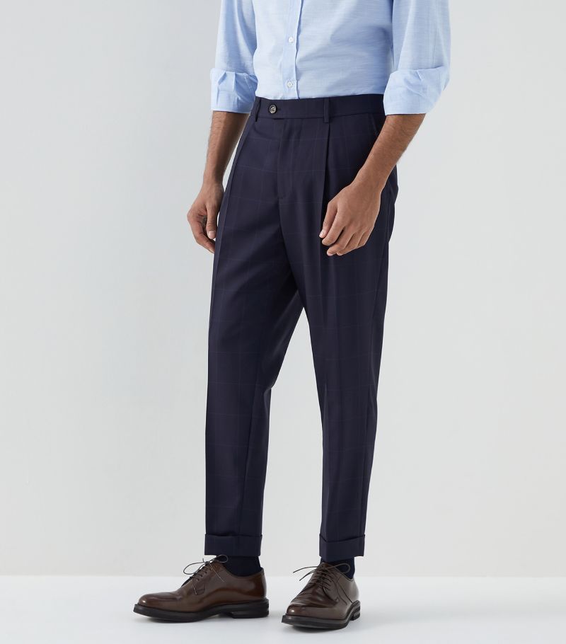 Brunello Cucinelli Brunello Cucinelli Virgin Wool Check Trousers