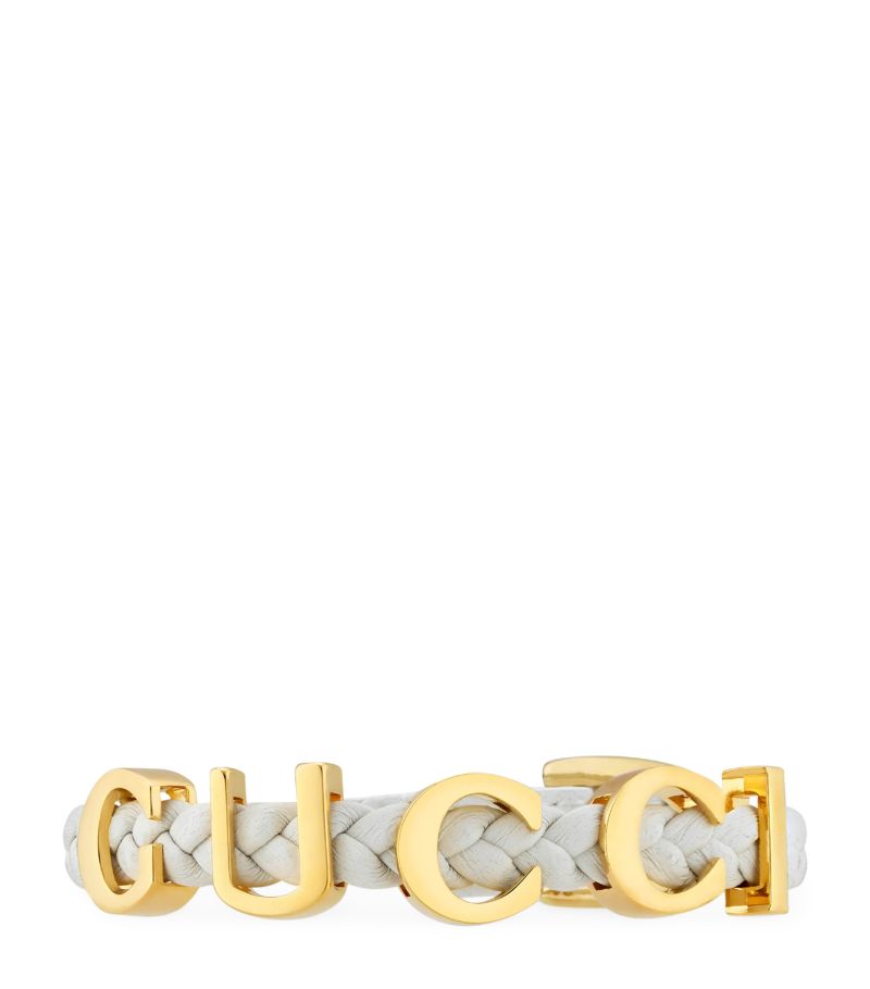 Gucci Gucci Leather Logo Bracelet