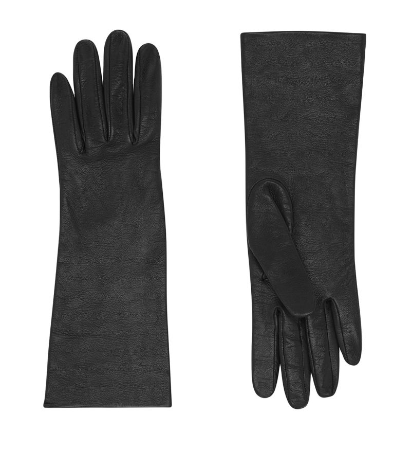 Saint Laurent Saint Laurent Lambskin-Silk Mid-Forearm Gloves