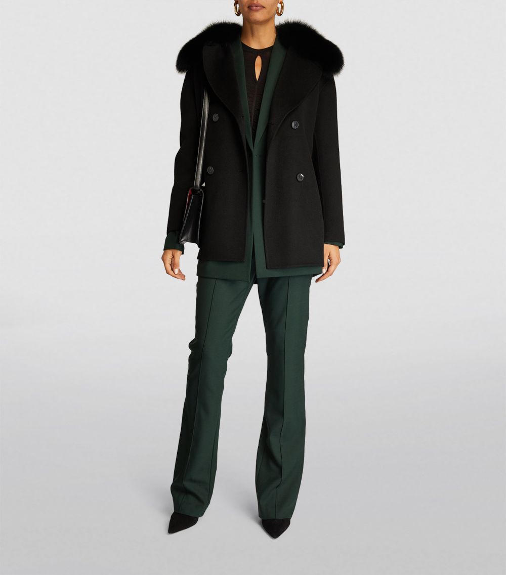 Yves Salomon Yves Salomon Wool-Cashmere Fur-Trim Coat