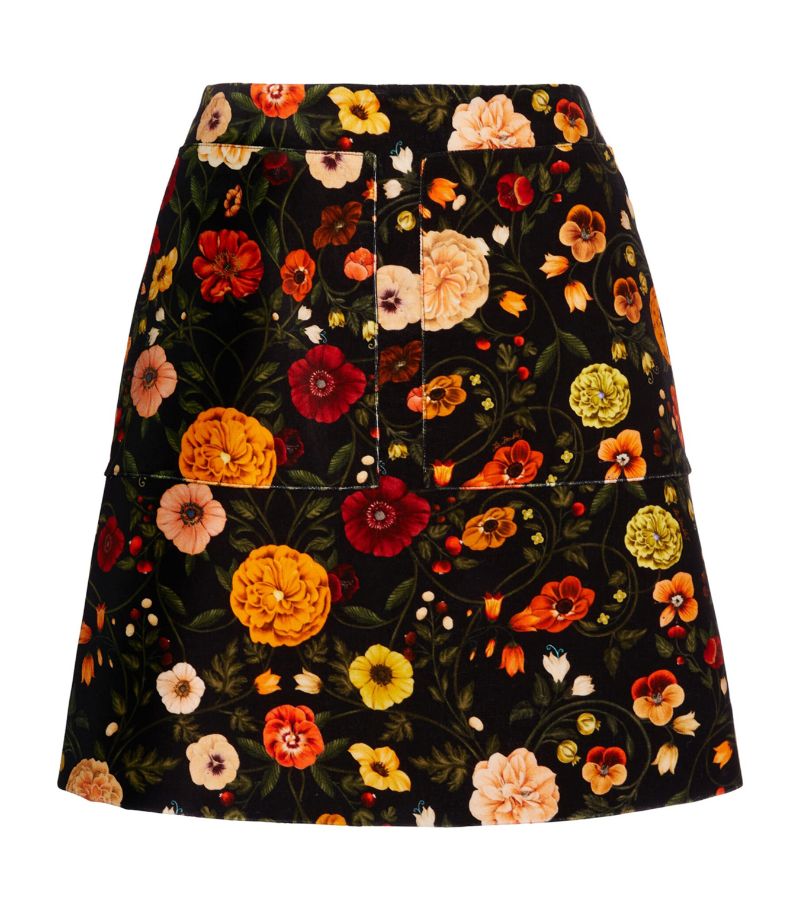 La Doublej La Doublej Velvet Floral Print Mini Skirt