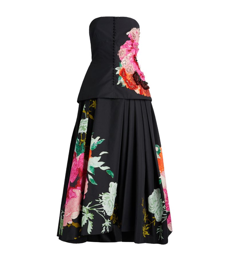 Erdem Erdem Strapless Floral Print Midi Dress