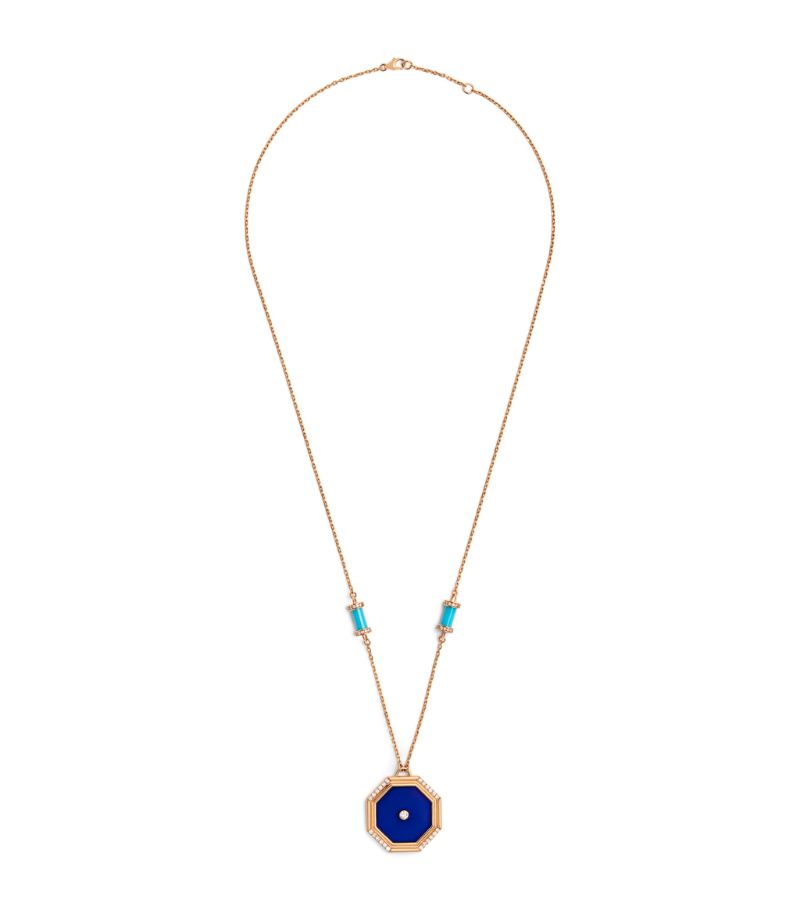 L'Atelier Nawbar L'Atelier Nawbar Rose Gold, Diamond And Lapis Lazuli Amulets Of Light Necklace