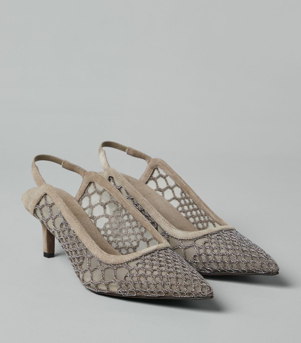 Brunello Cucinelli Brunello Cucinelli Monili-Net Slingback Heels 55