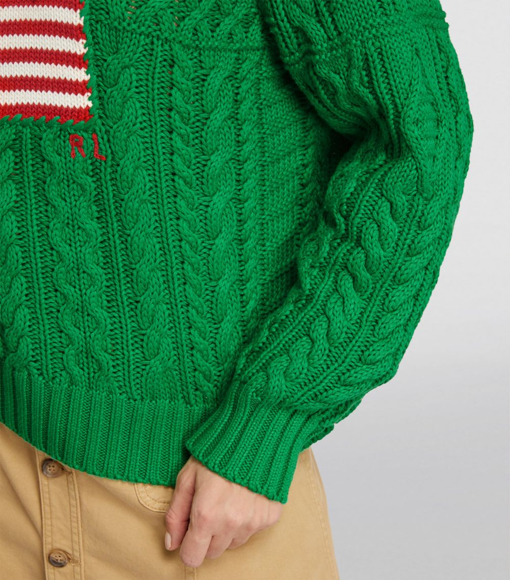 Polo Ralph Lauren Polo Ralph Lauren Aran-Knit American Flag Sweater