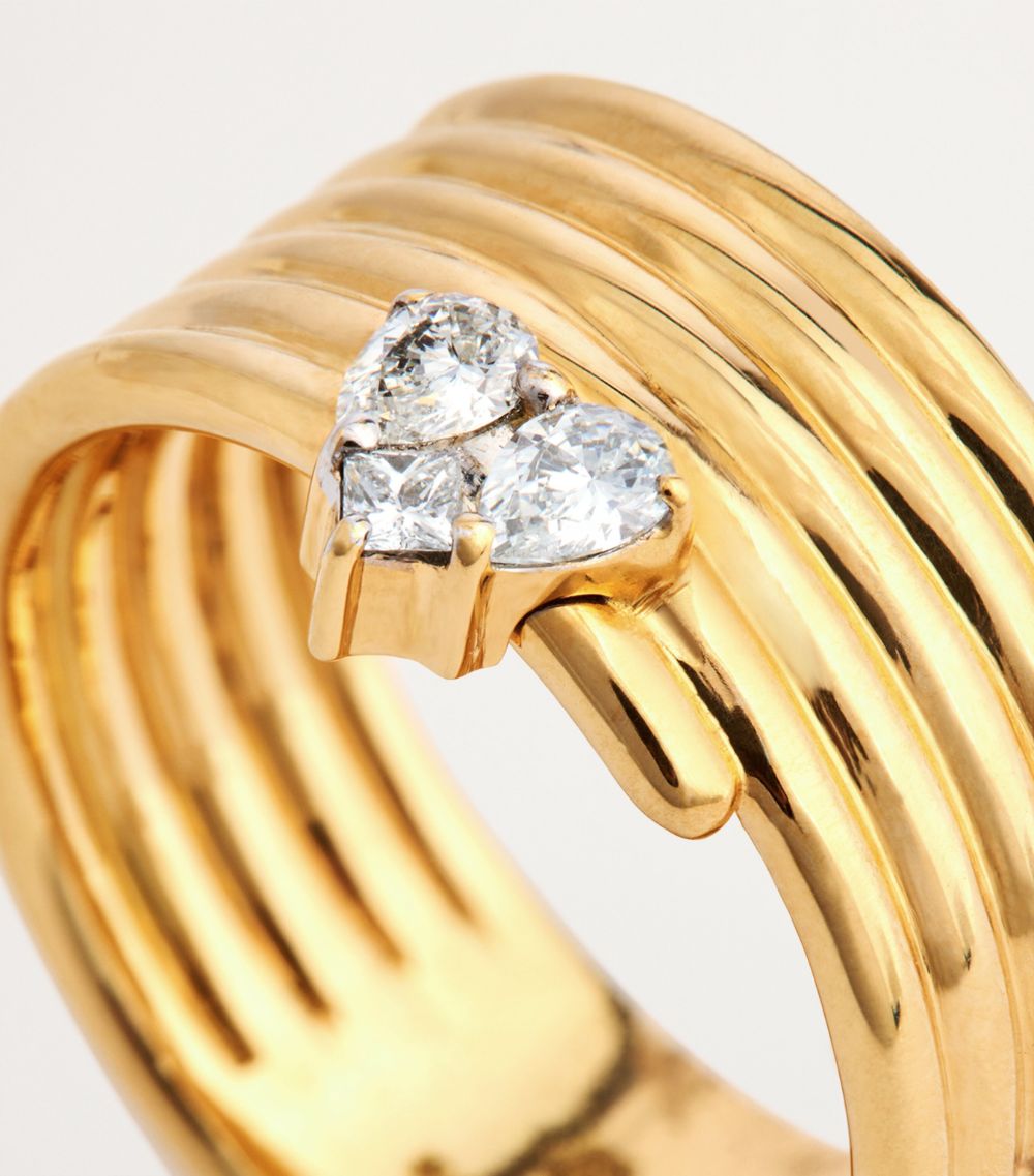 Nadine Aysoy Nadine Aysoy Yellow Gold And Diamond Catena Illusion Heart Ring