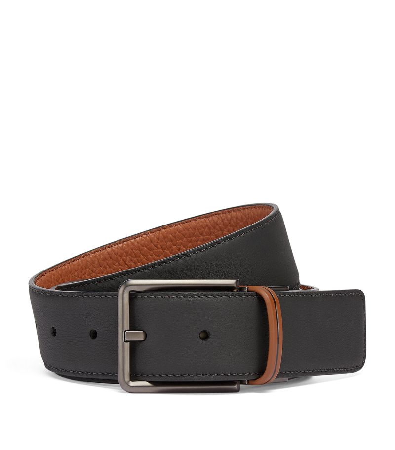 zegna Zegna Leather And Deerskin Reversible Belt