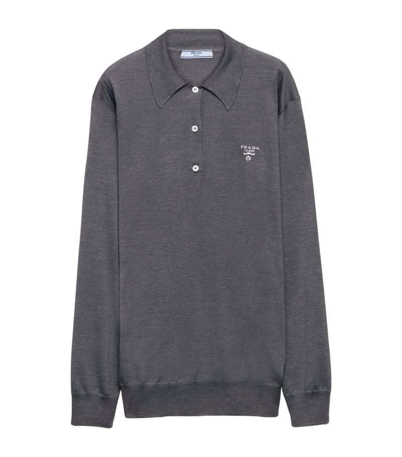 Prada Prada Silk Long-Sleeve Polo Shirt