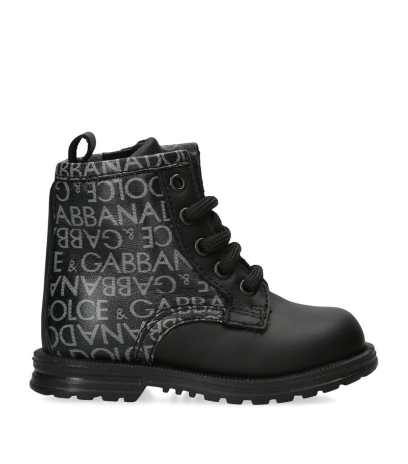 Dolce & Gabbana Dolce & Gabbana Kids Leather Repeat-Logo Boots