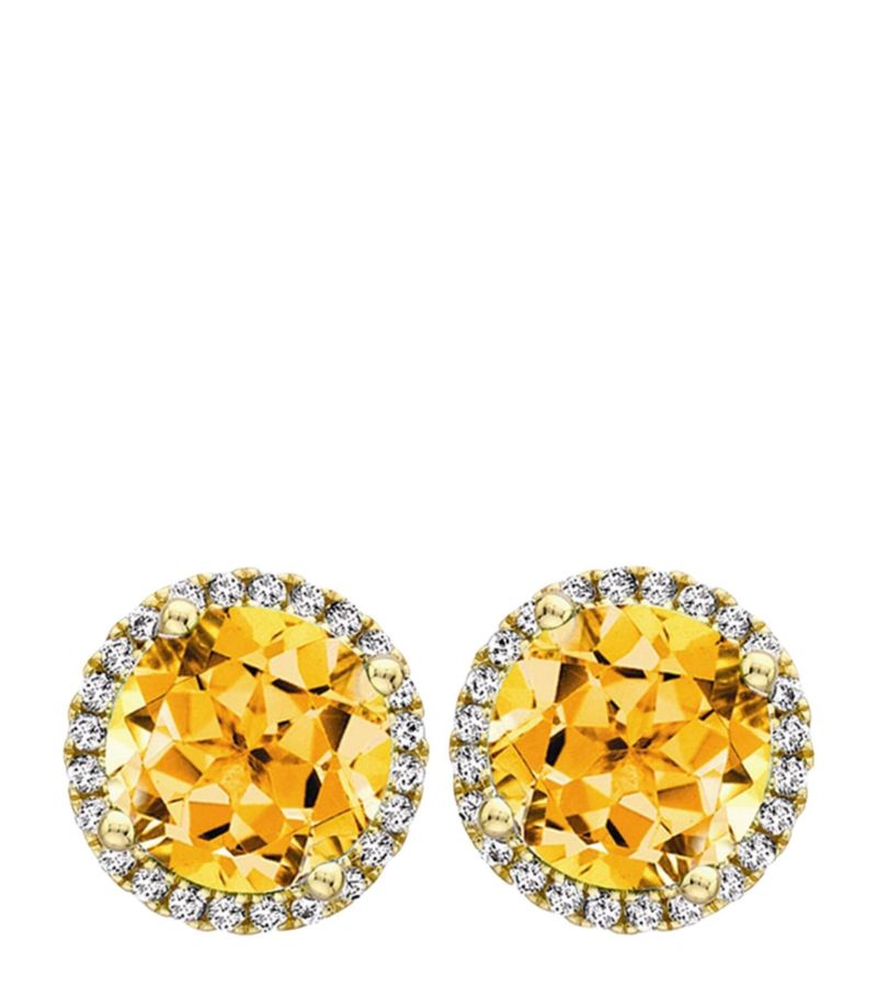 Kiki Mcdonough Kiki Mcdonough Yellow Gold, Diamond And Citrine Grace Stud Earrings