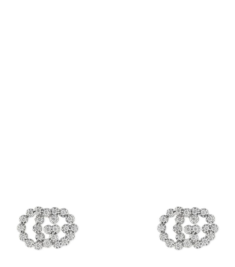 Gucci Gucci White Gold And Diamond Gg Running Stud Earrings