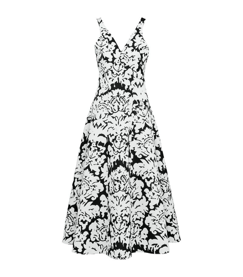 Alexander McQueen Alexander Mcqueen V-Neck Brocade Print Midi Dress