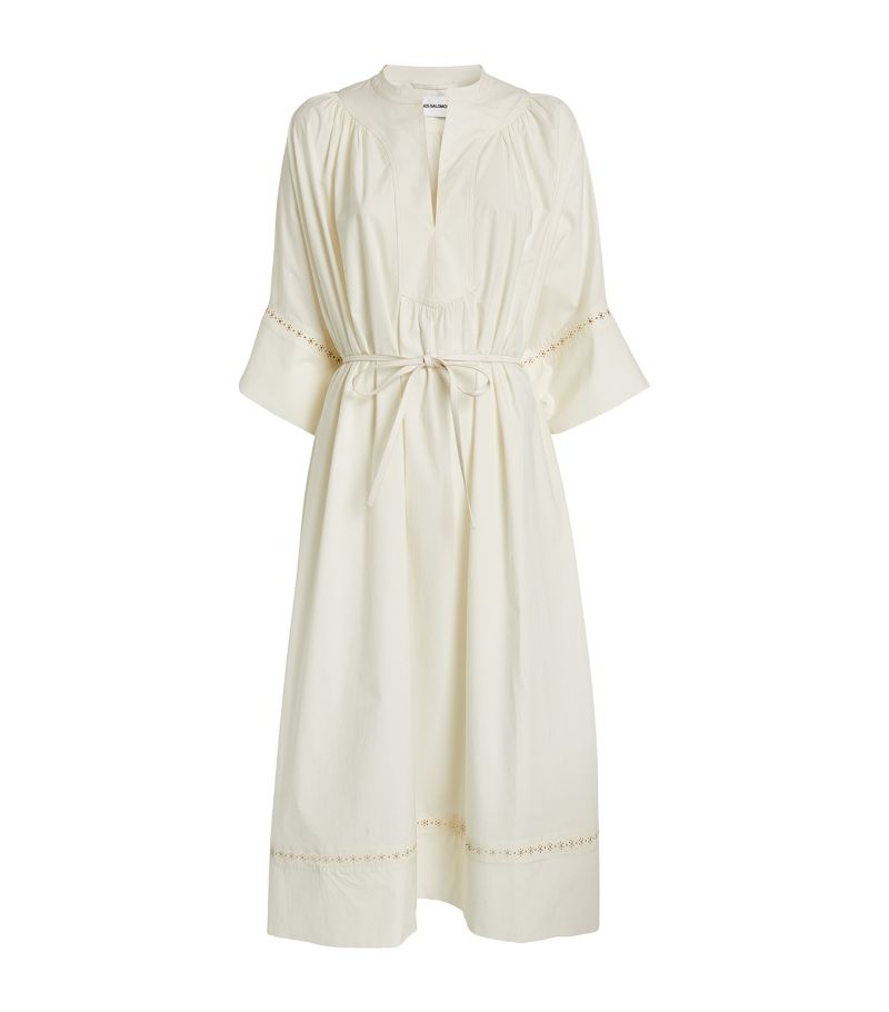 Yves Salomon Yves Salomon Cotton Poplin Leather-Trim Kaftan Dress