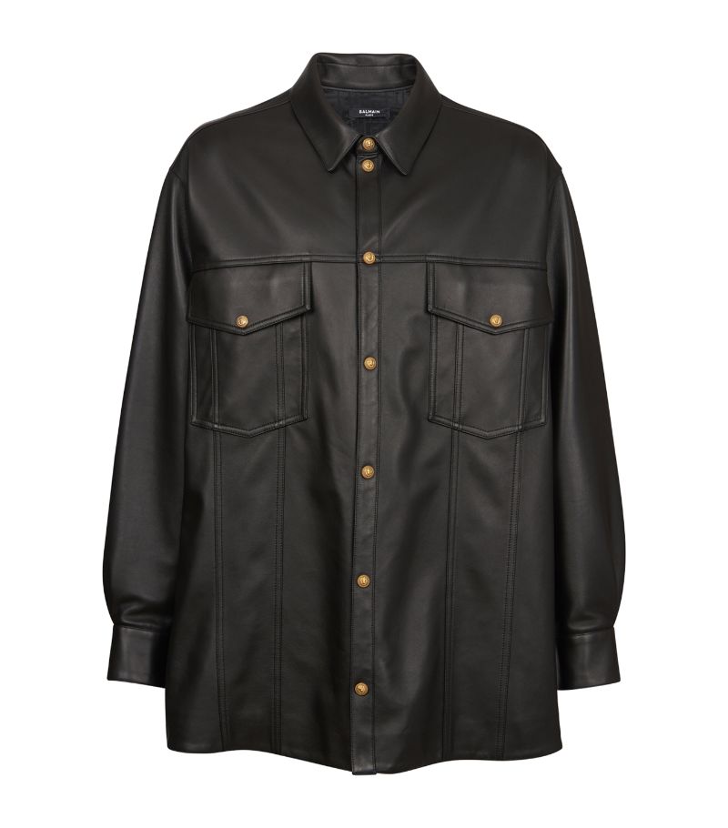 Balmain Balmain Leather Overshirt Jacket