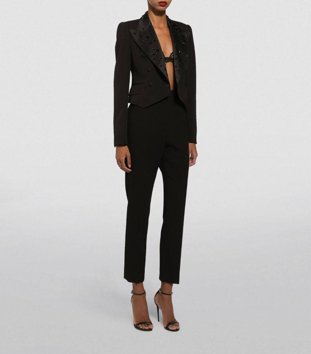 Dolce & Gabbana Dolce & Gabbana Virgin Wool-Blend Embellished Cropped Blazer