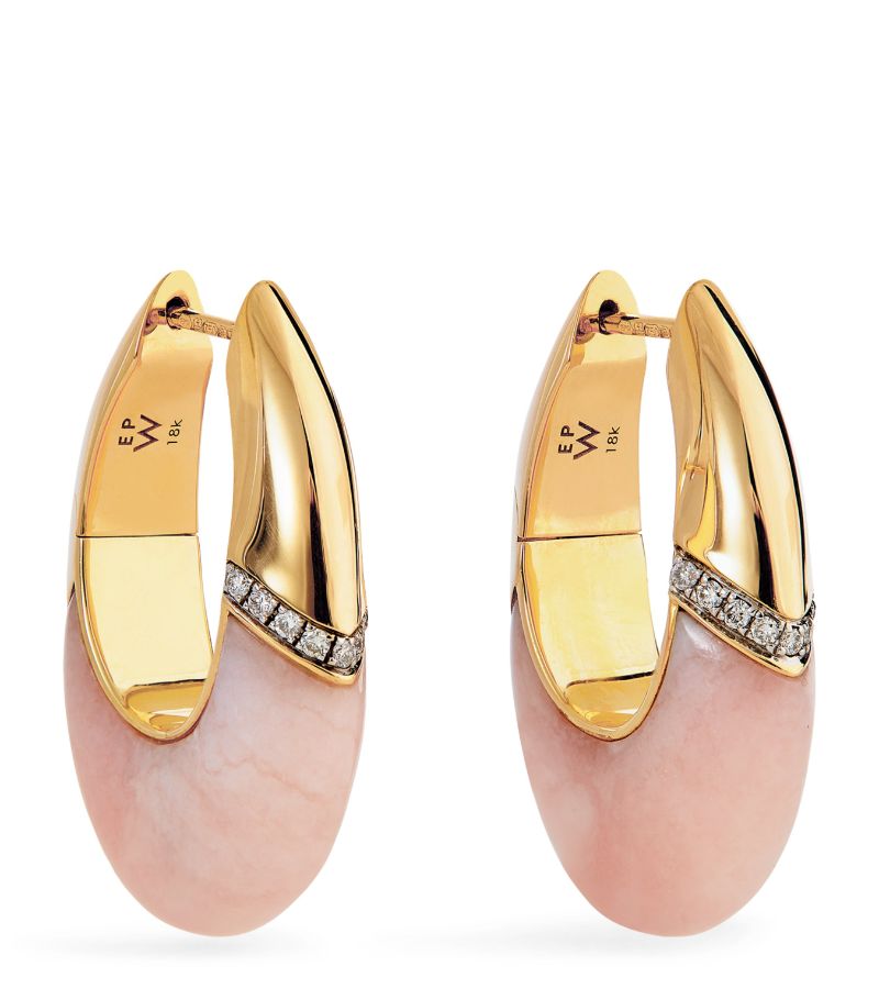 Emily P. Wheeler Emily P. Wheeler Yellow Gold, Diamond And Opal Bernadette Oval Earrings