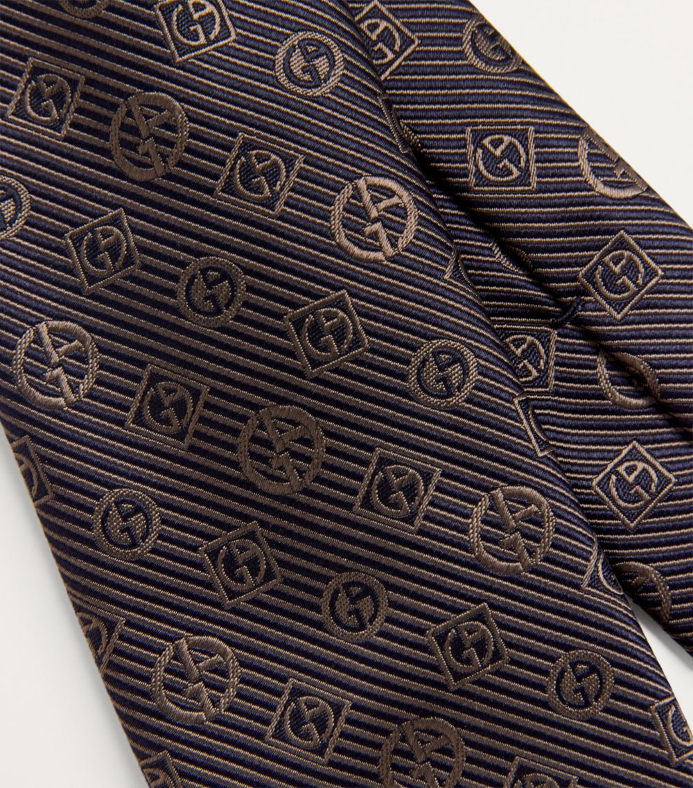 Giorgio Armani Giorgio Armani Silk Monogram Stripe Jacquard Tie