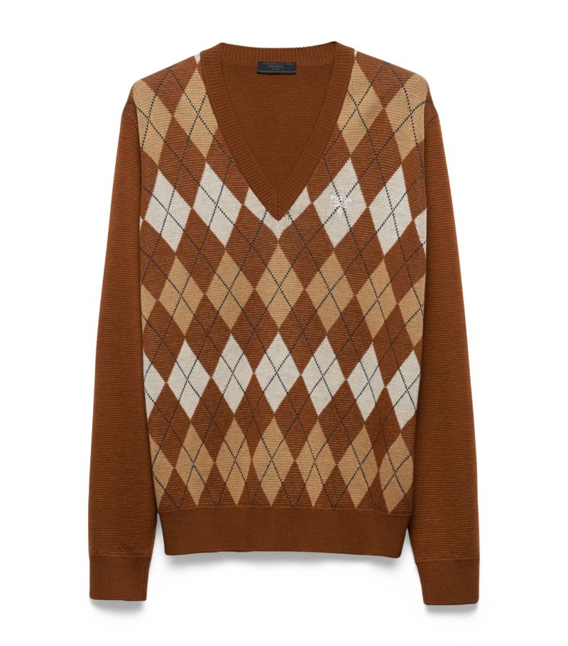 Prada Prada Wool Argyle Sweater