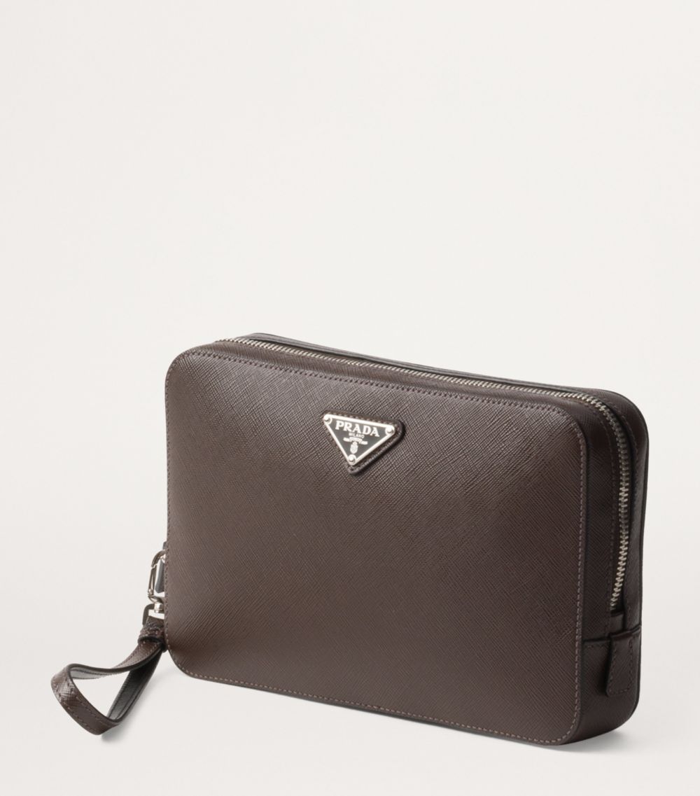 Prada Prada Saffiano Leather Logo Pouch