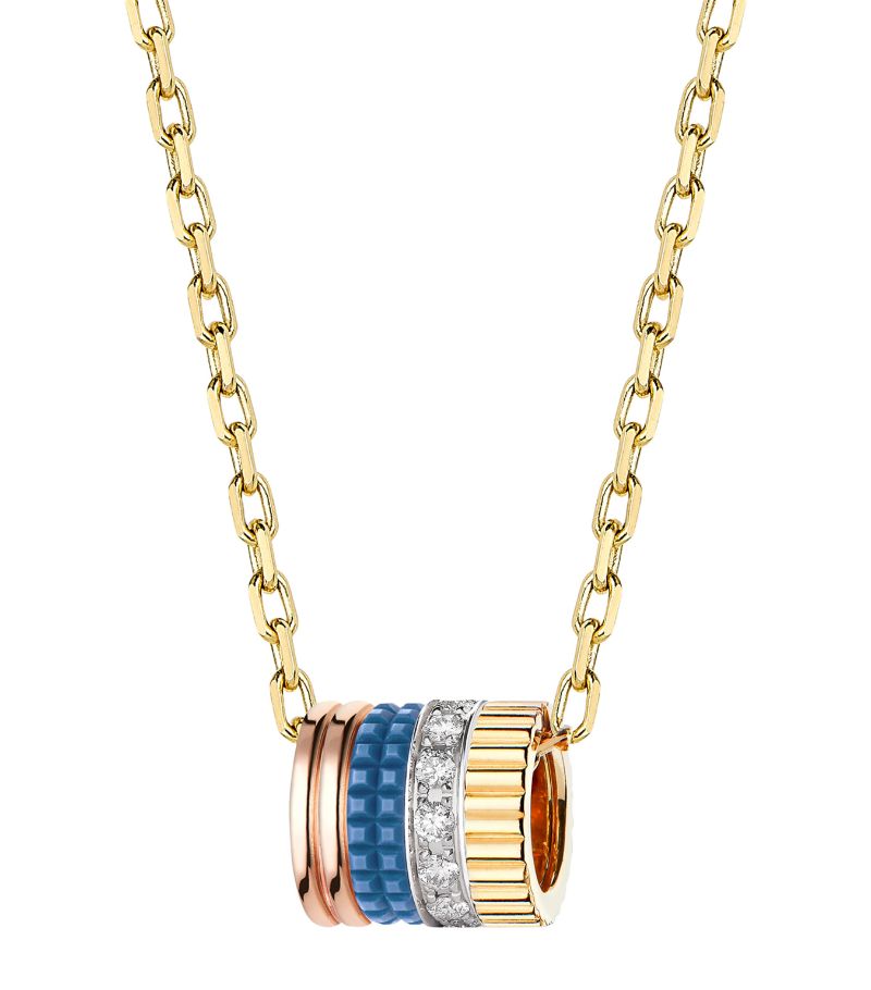Boucheron Boucheron Mixed Gold And Diamond Quatre Blue Edition Pendant Necklace