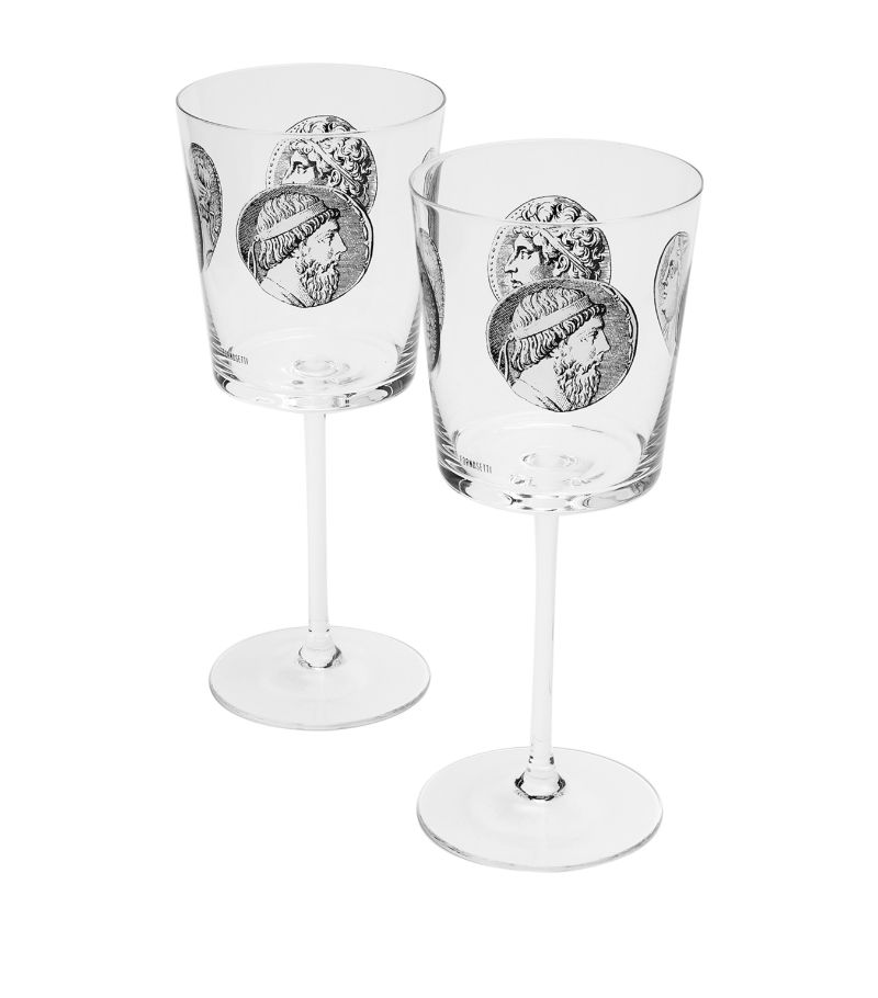 Fornasetti Fornasetti Set Of 2 Cammei Wine Glasses