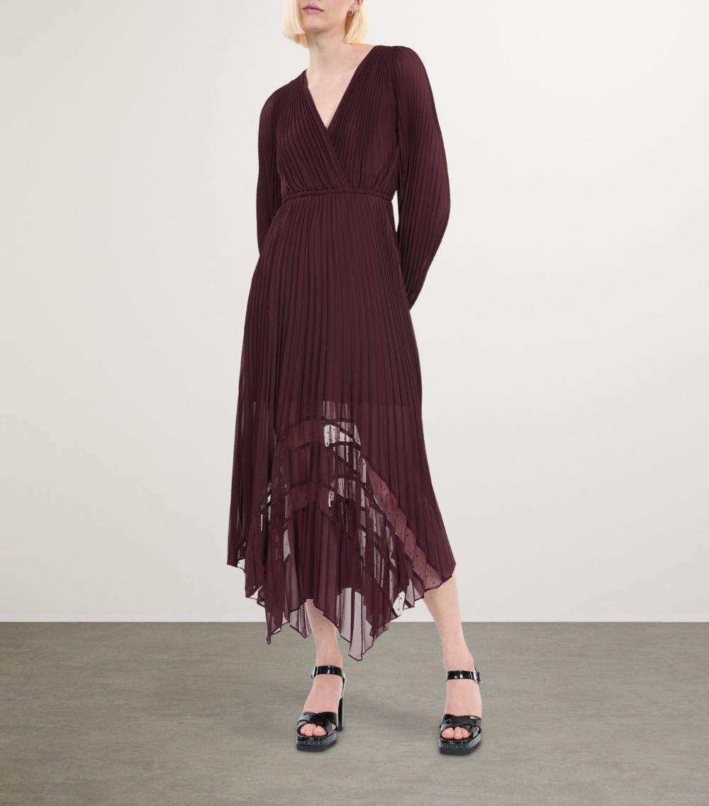 The Kooples The Kooples Plissé Pleated Midi Dress