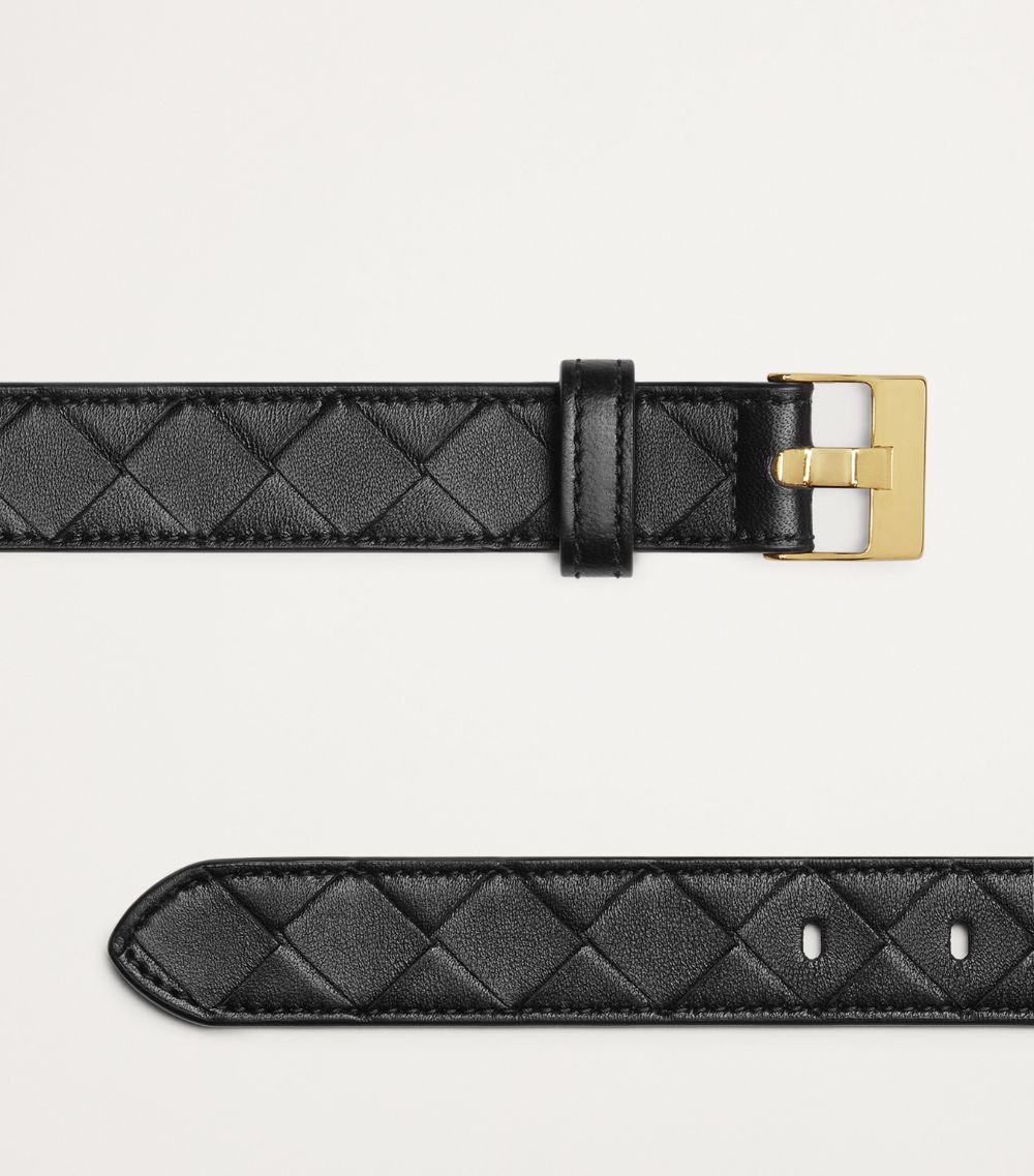 Bottega Veneta Bottega Veneta Leather Intreccio Watch Belt