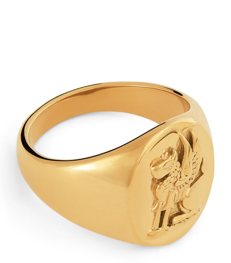 Nialaya Jewelry Nialaya Jewelry Gold-Plated Lion Crest Signet Ring