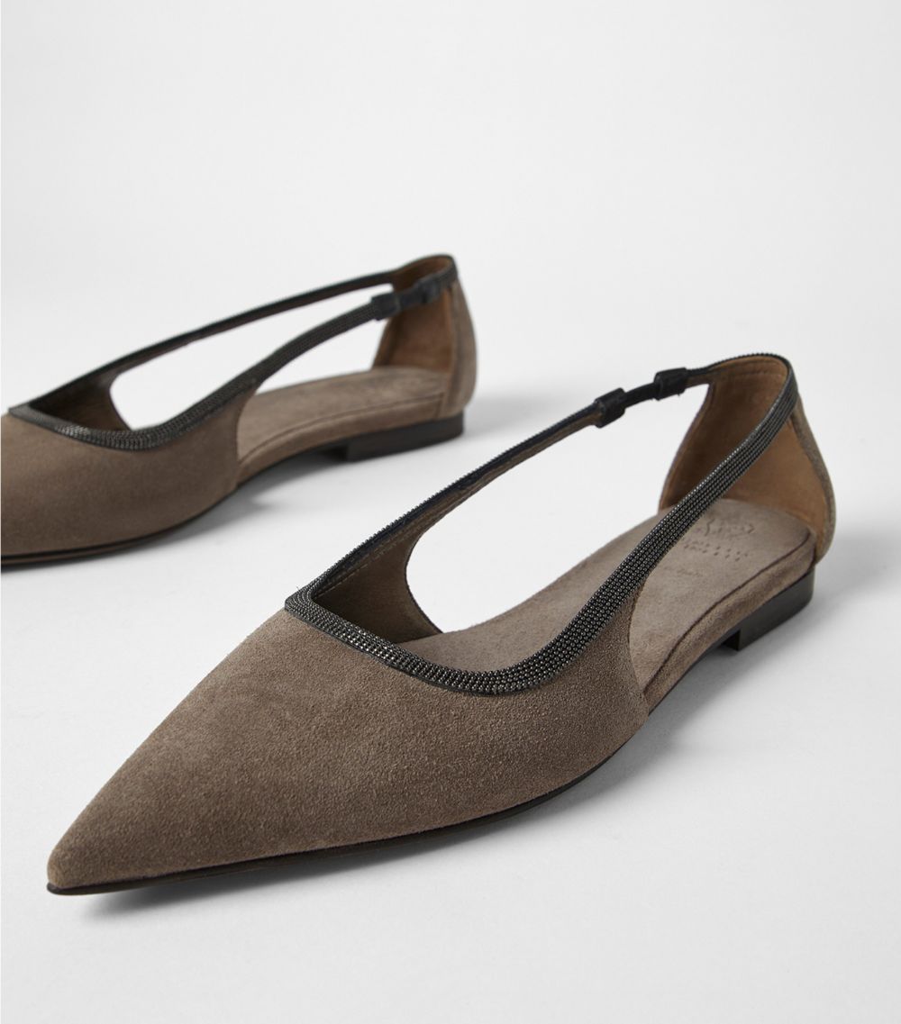 Brunello Cucinelli Brunello Cucinelli Suede Monili Ballet Flats