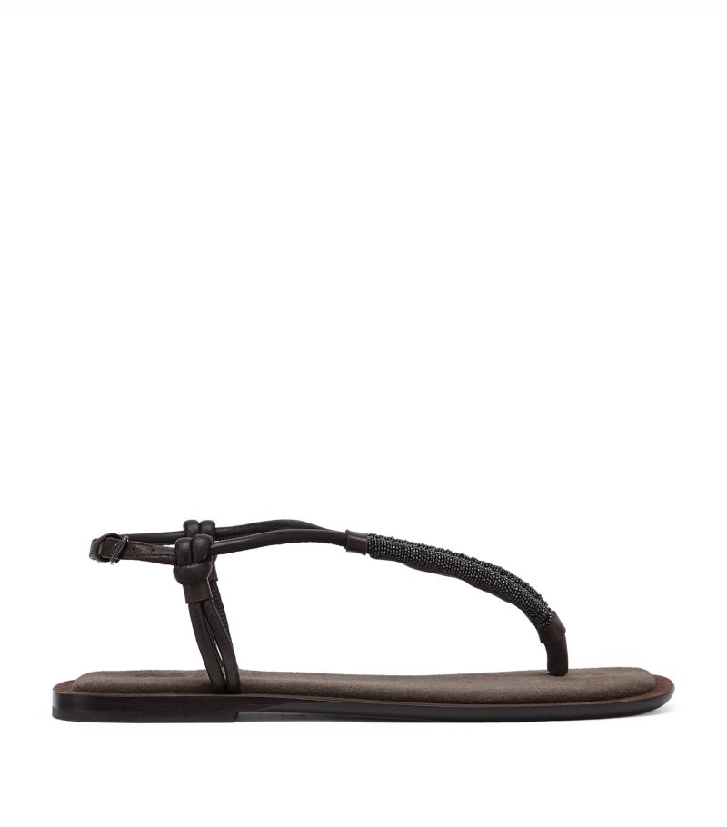 Brunello Cucinelli Brunello Cucinelli Leather Braided-Strap Flat Sandals