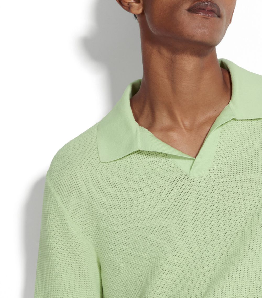 zegna Zegna Cotton Knitted Polo Shirt