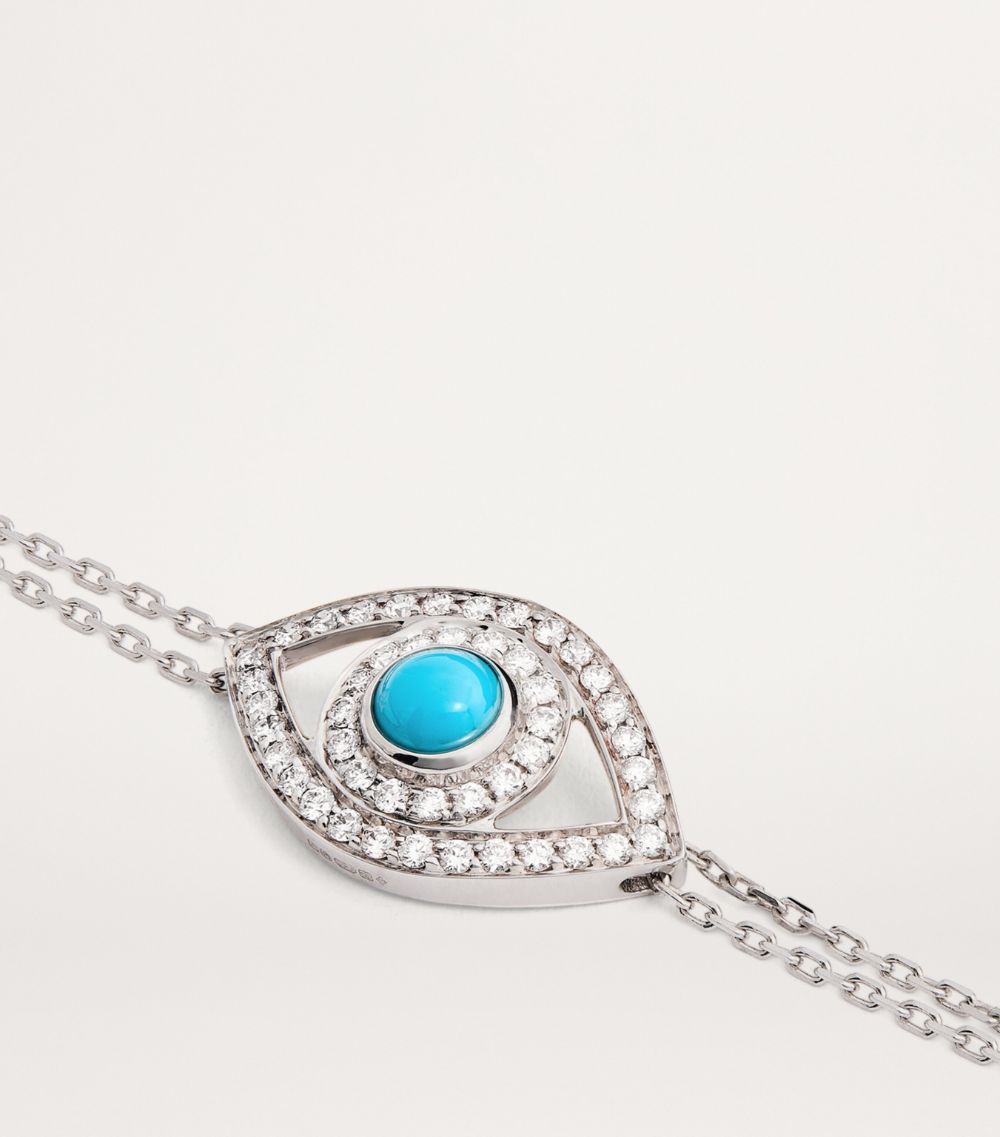 Netali Nissim Netali Nissim White Gold, Diamond And Turquoise Protected Eye Bracelet