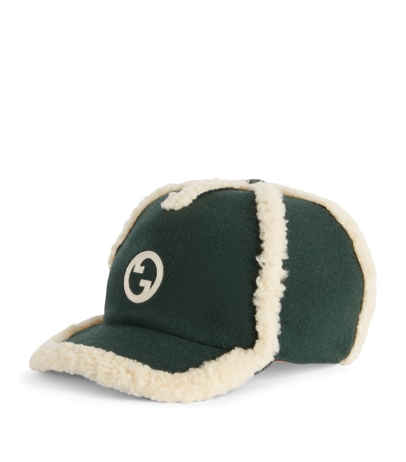 Gucci Gucci Kids Shearling-Trim Baseball Cap