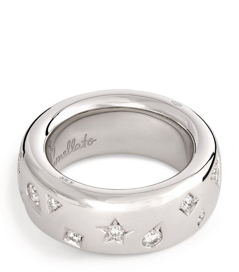 Pomellato Pomellato Rhodium-Plated White Gold And Diamond Small Iconica Ring