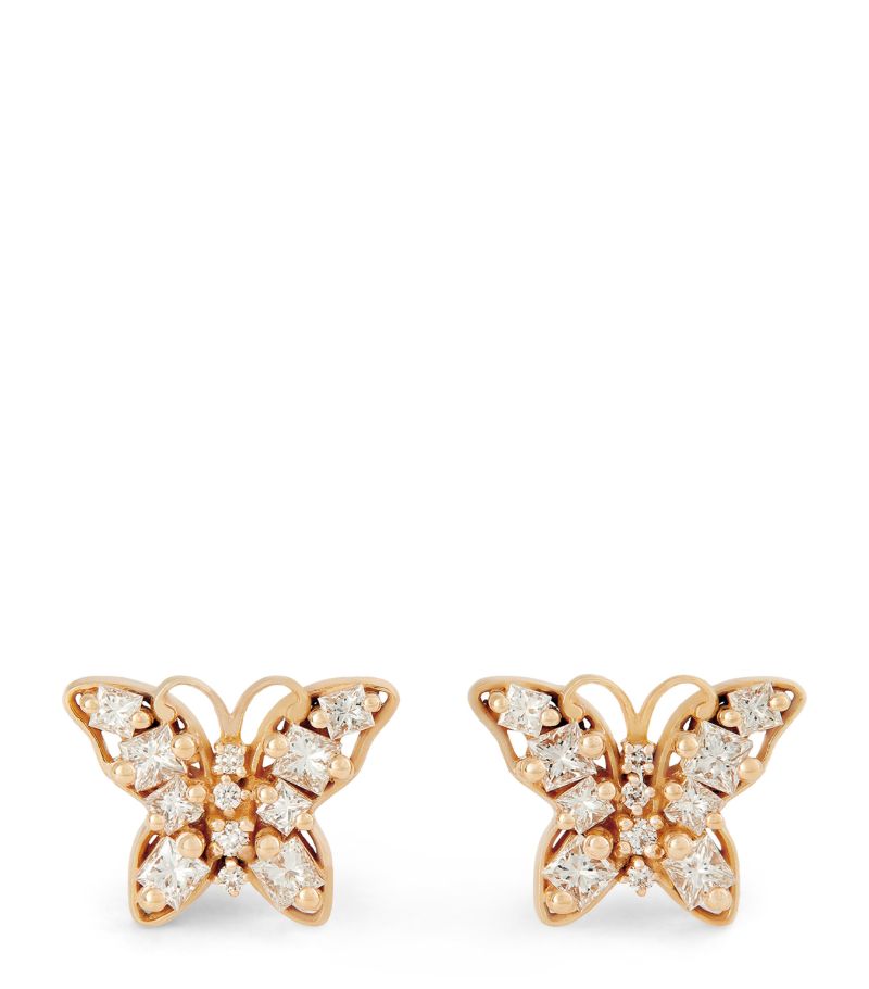 Suzanne Kalan Suzanne Kalan Rose Gold And White Diamond Fireworks Butterfly Earrings