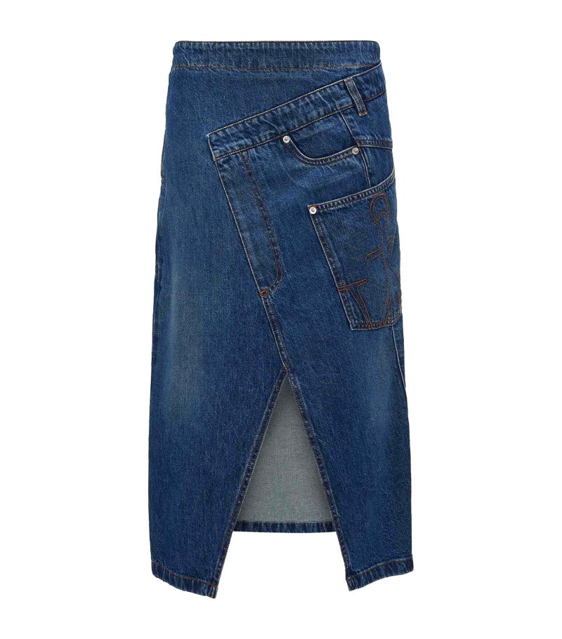 Jw Anderson Jw Anderson Denim Asymmetric Midi Skirt