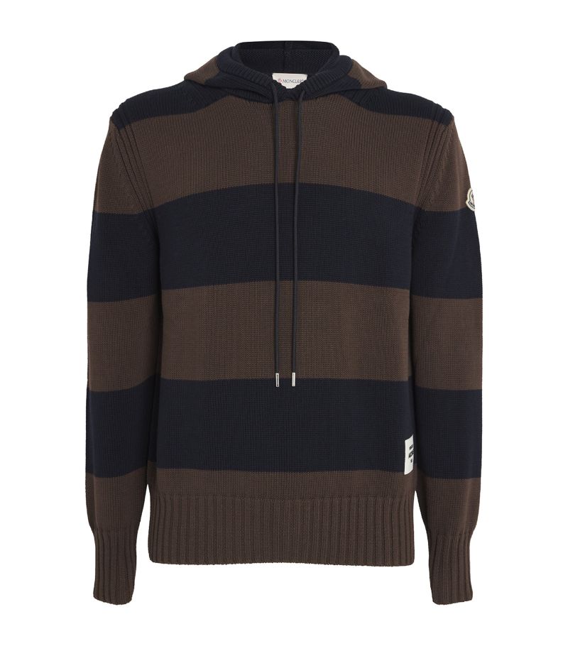 Moncler Moncler Cotton Striped Knitted Hoodie